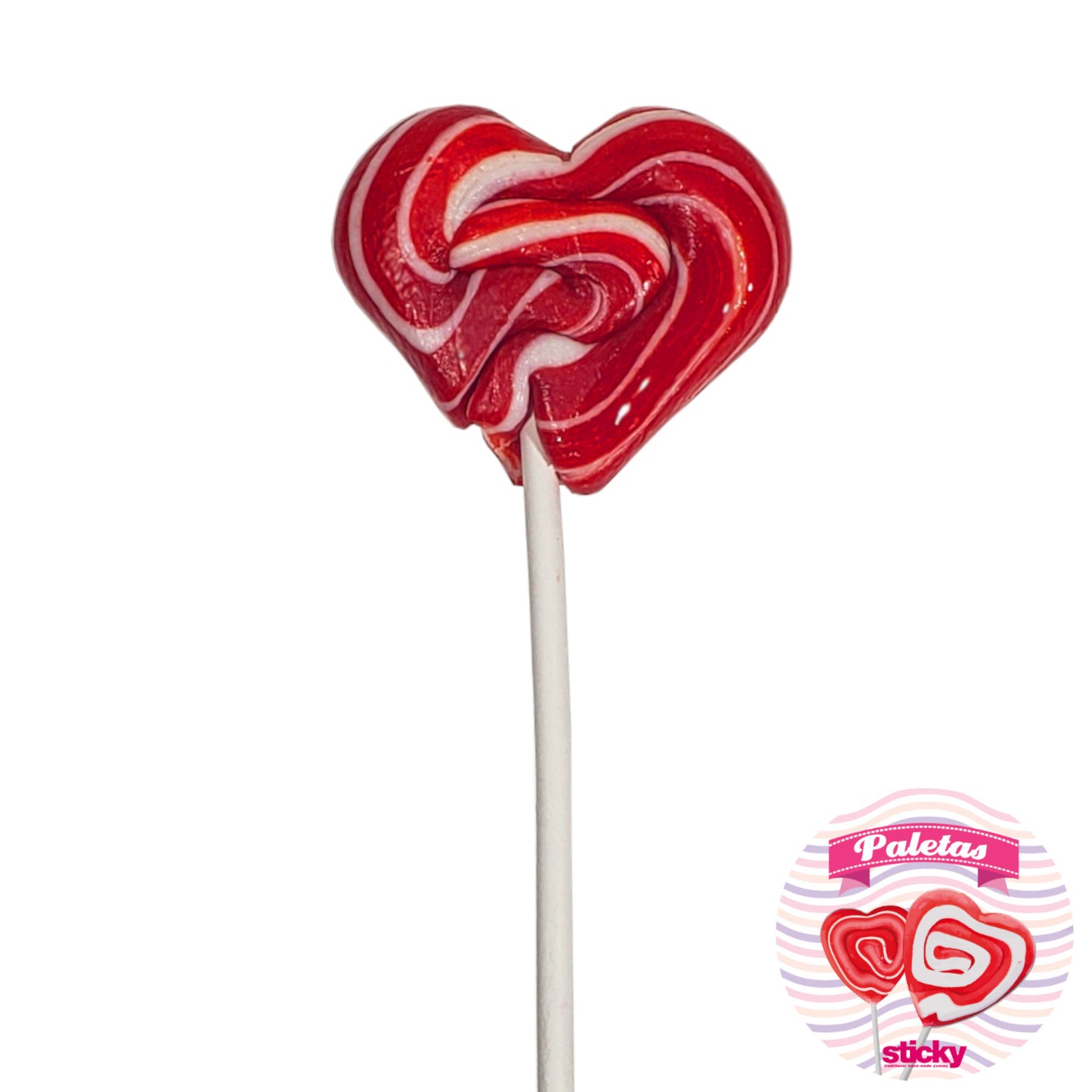Chewing gum heart lollipop with cherry 20g / heart lollipop